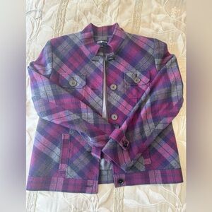 Purple Plaid Coat With Sweater Tank Top